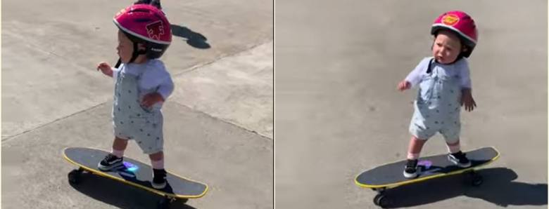 Iako još uvijek ne zna hodati ova djevojčica je već naučila da vozi skejt (VIDEO)